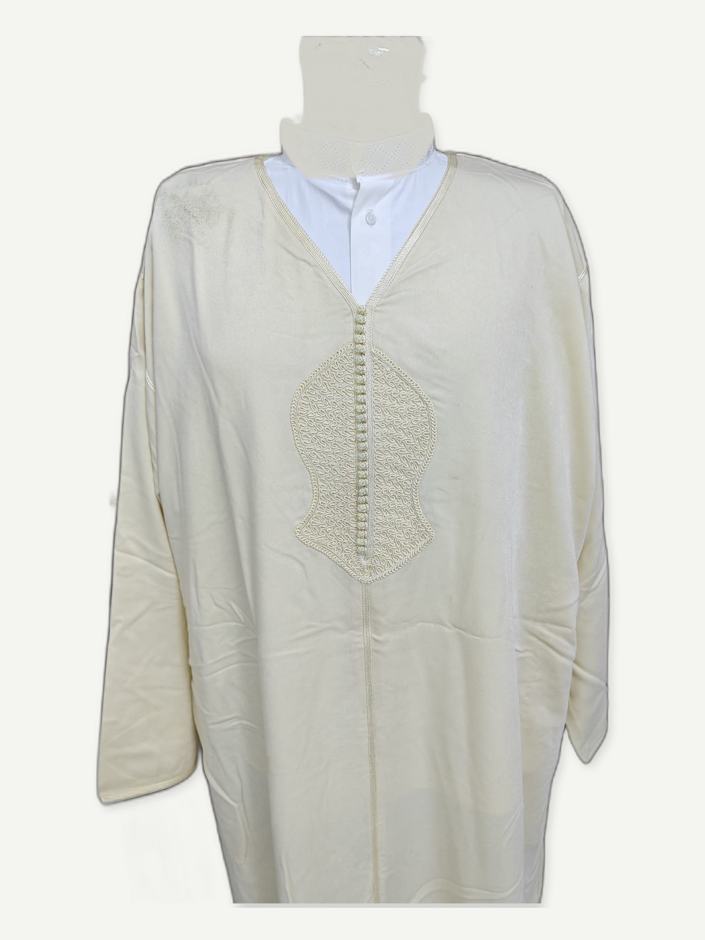 Ivory Tonal-Embroidered Djellaba