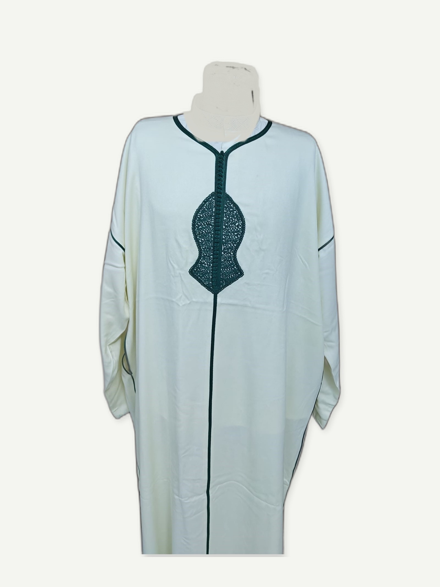 Ivory & Green Trim Djellaba