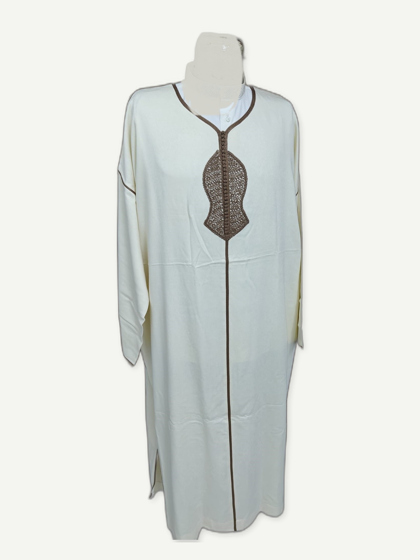 Ivory & Bronze Trim Djellaba