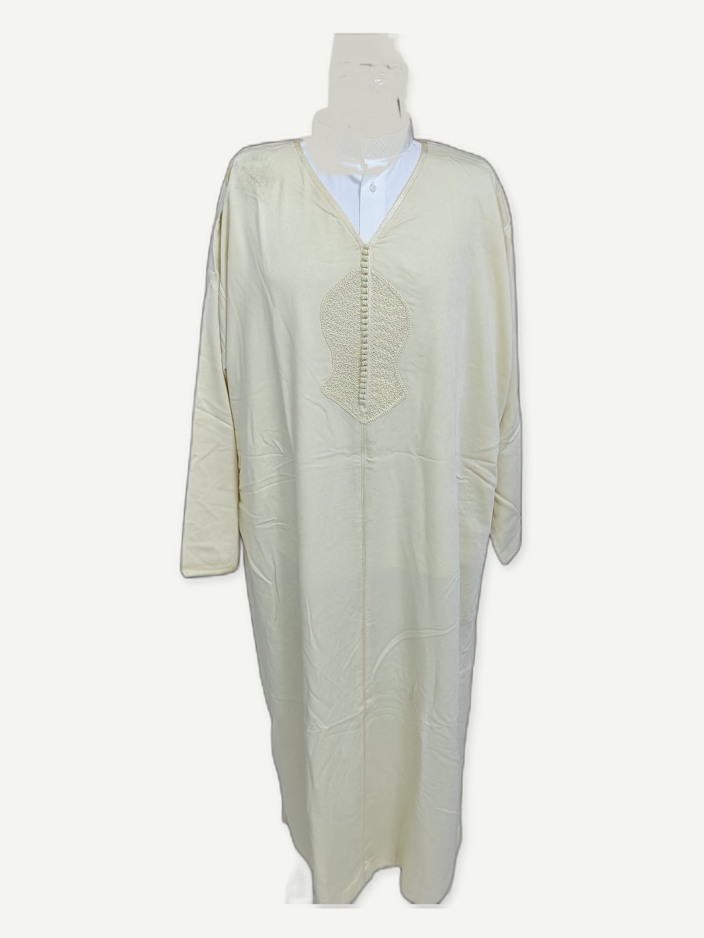 Ivory Tonal-Embroidered Djellaba